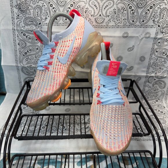 Nike Air VaporMax Flyknit 3 Orange Running Shoes Sneakers Women's Size 5.5 - Picture 2 of 9